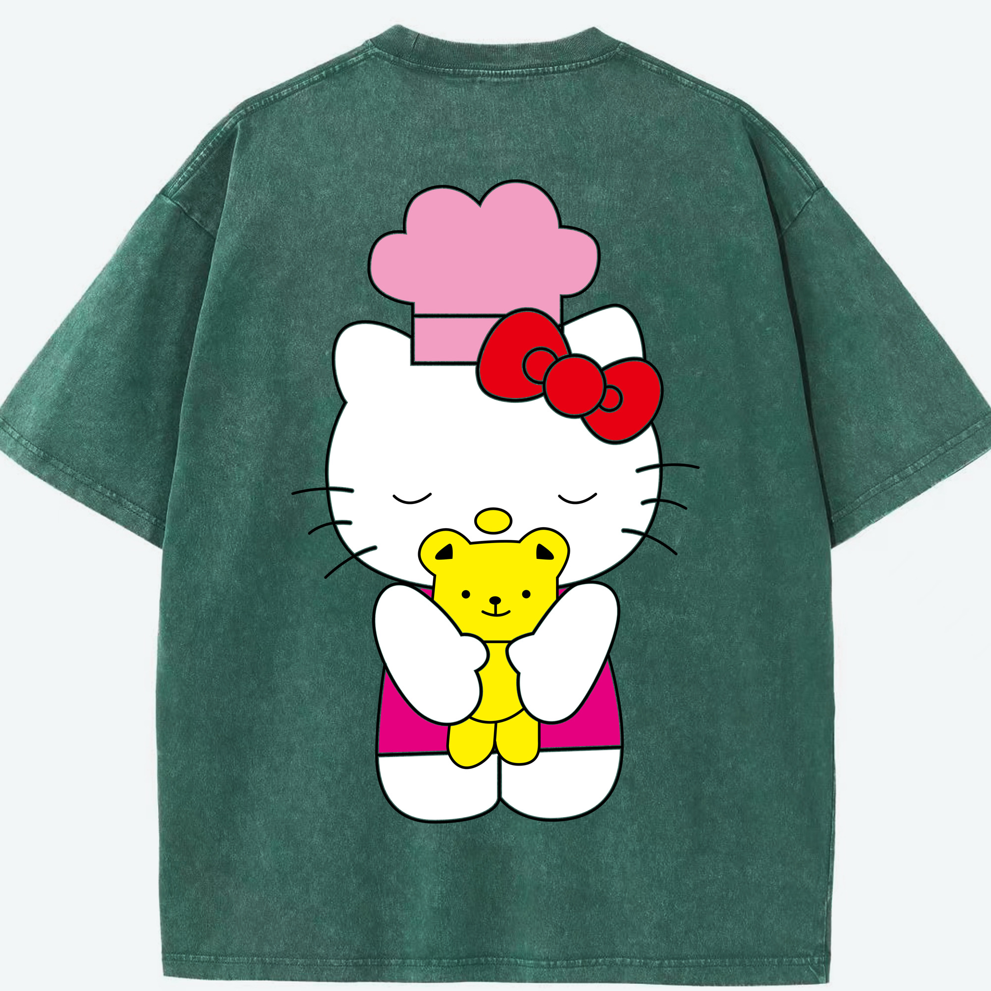 （画像用） Hello Kitty ハローキティ 綿100% ヴィンテージ風 半袖Tシャツ（背面プリント）